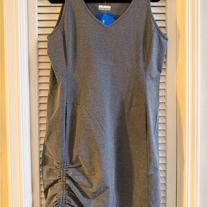 Columbia Gray Sleeveless Dress with Ruched Detail